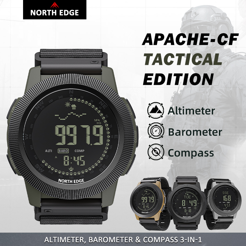 Altimeter Compass Watch - NORTH EDGE APACHE-CF Heren Digitaal Horloge