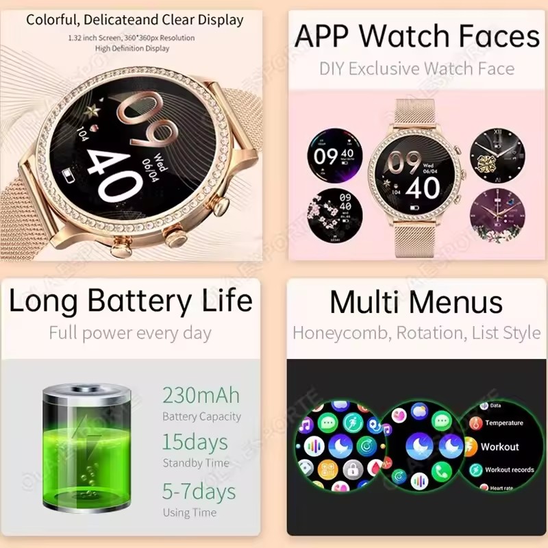 Elegante dames smartwatch met  - Watches Ladies Smartwatch recensie en prijs
